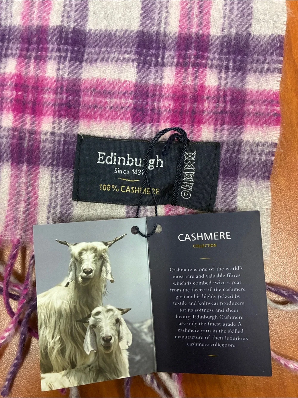 Edinburgh Cashmere Stewart Clan Pink & Purple Tartan Scarf